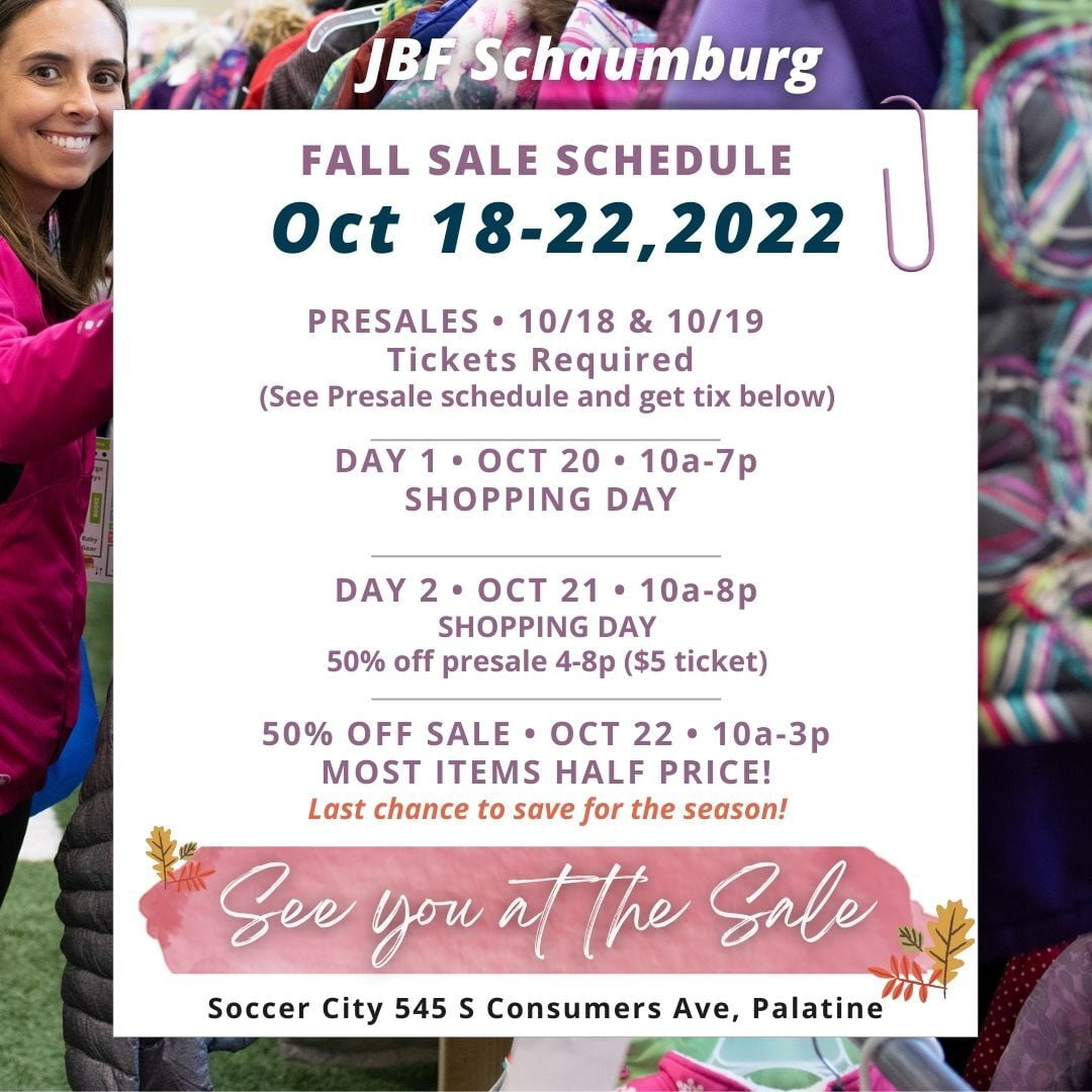 The Fall JBF Schaumburg schedule